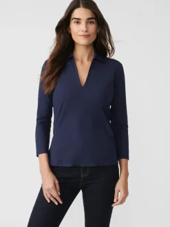 J.McLaughlin Aida 3/4 Sleeve Top-Women Tops|Tees