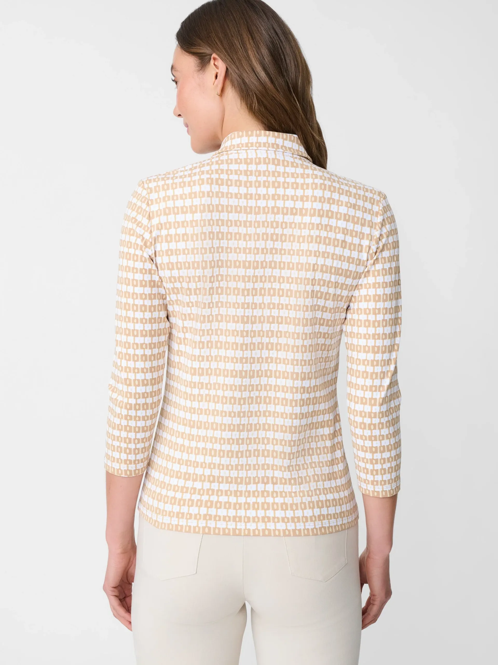 J.McLaughlin Aida 3/4 Sleeve Top In Aberdeen Geo-Women Tops
