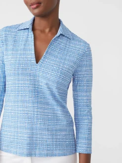 J.McLaughlin Aida 3/4 Sleeve Top In Pocket Square-Women Tops|Tees