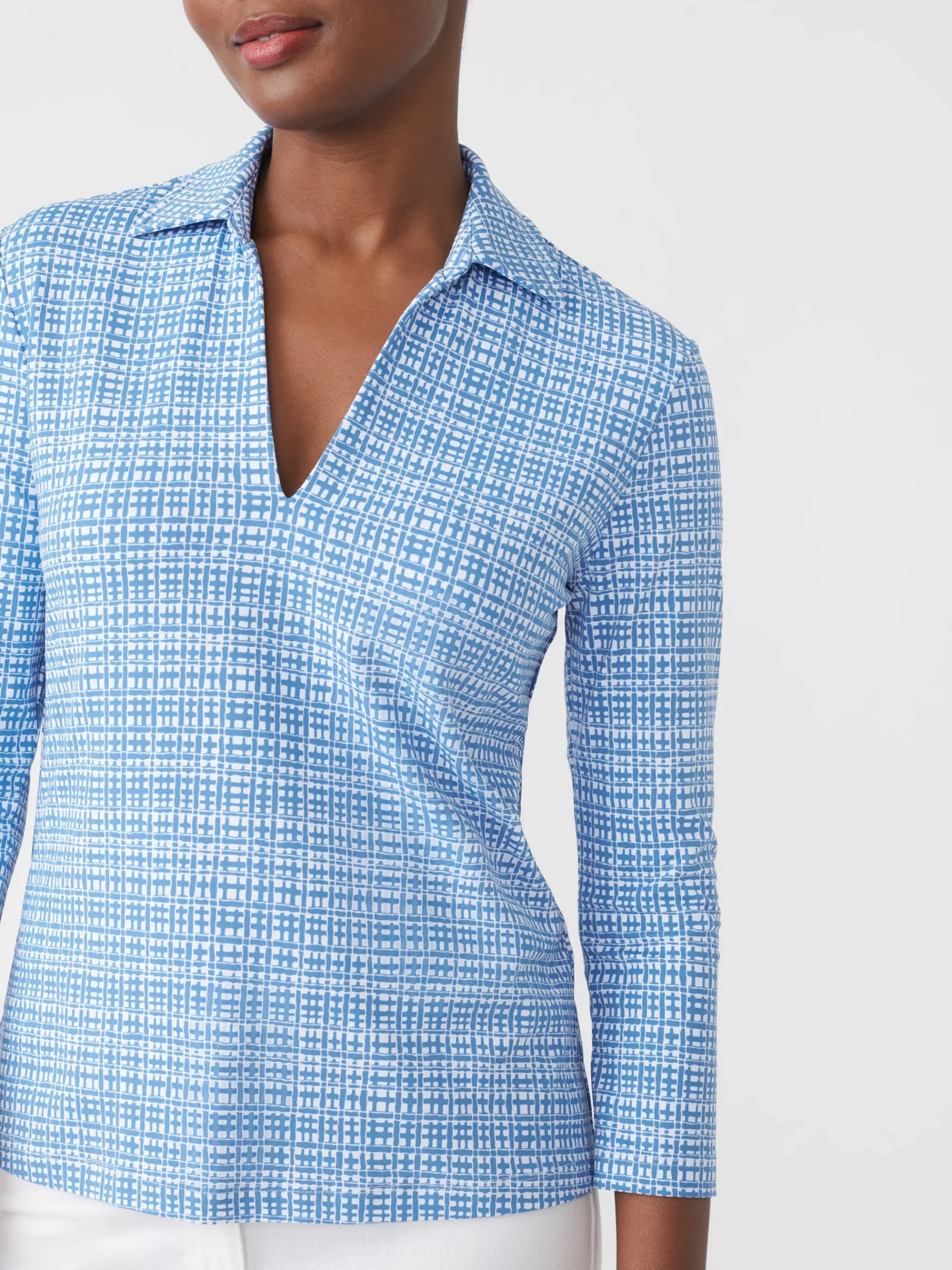 J.McLaughlin Aida 3/4 Sleeve Top In Pocket Square-Women Tops|Tees