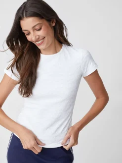 J.McLaughlin Allie Cap Sleeve Tee In Deco Tulip Jacquard-Women Tops|Tees
