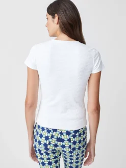 J.McLaughlin Allie Cap Sleeve Tee In Deco Tulip Jacquard-Women Tops|Tees