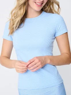 J.McLaughlin Allie Cap Sleeve Tee In Fernwood Geo Jacquard-Women Tops|Tees