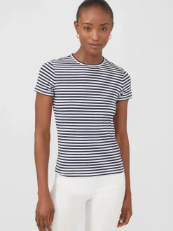 J.McLaughlin Allie Cap Sleeve Tee In Stripe-Women Tops|Tees