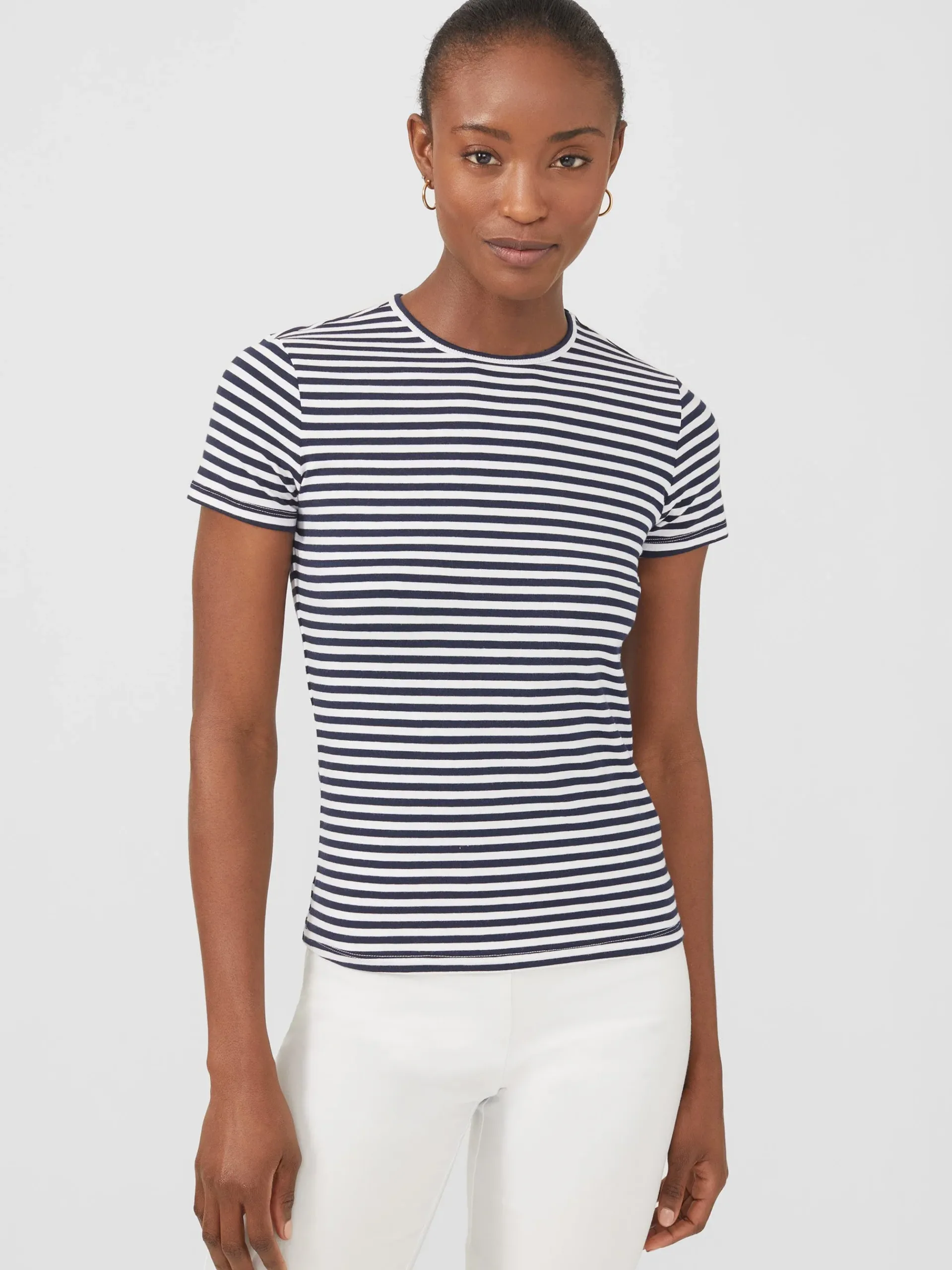 J.McLaughlin Allie Cap Sleeve Tee In Stripe-Women Tops|Tees
