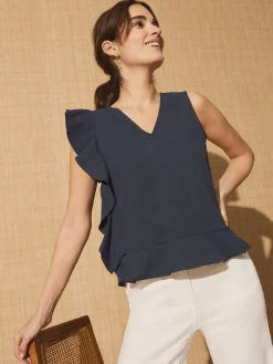 J.McLaughlin Athena Linen Blouse-Women Tops