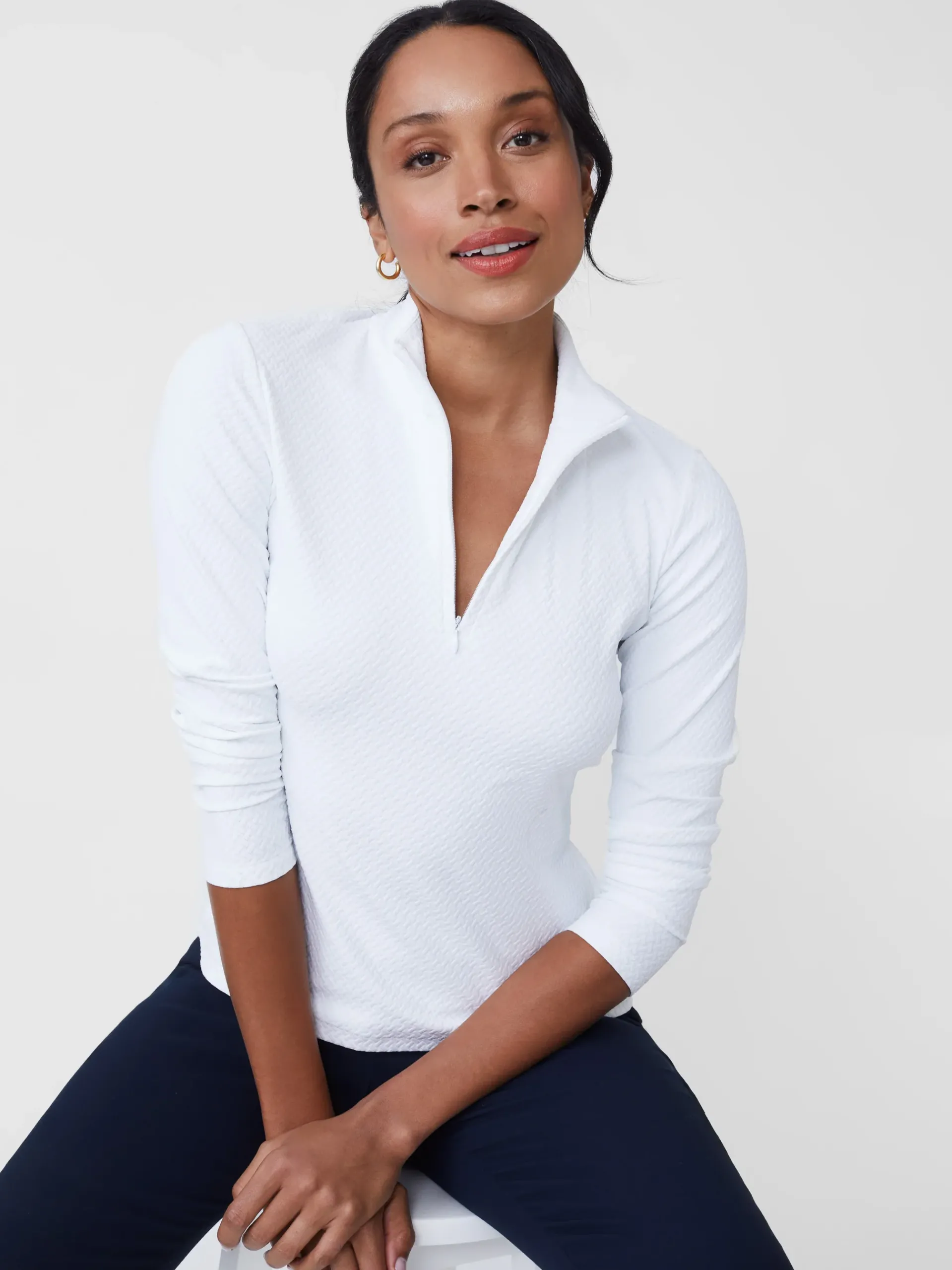 J.McLaughlin Bedford Top In Mini Raffia Jacquard-Women Tops