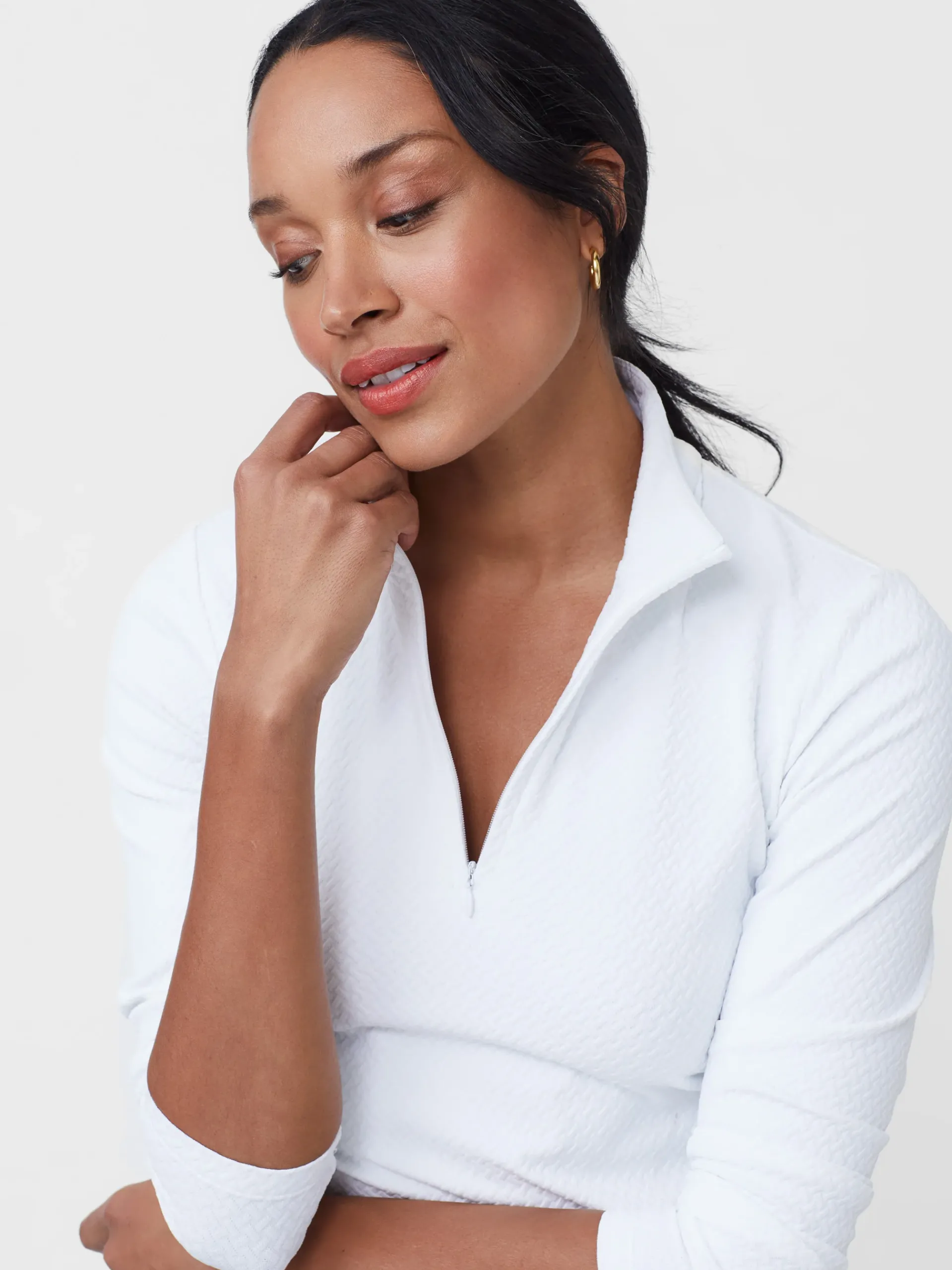 J.McLaughlin Bedford Top In Mini Raffia Jacquard-Women Tops