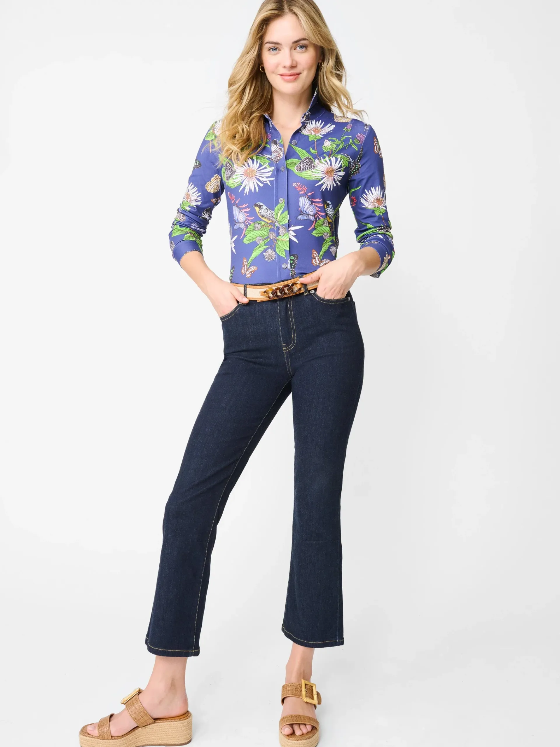 J.McLaughlin Betty Shirt In Jardin Mariposa-Women Tops