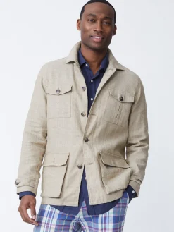 J.McLaughlin Brando Linen Safari Jacket In Herringbone- Jackets & Outerwear
