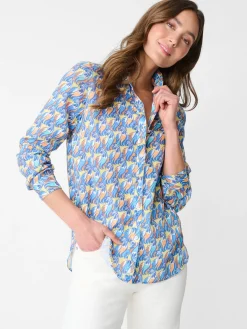 J.McLaughlin Britt Linen Shirt In La Perruche-Women Tops