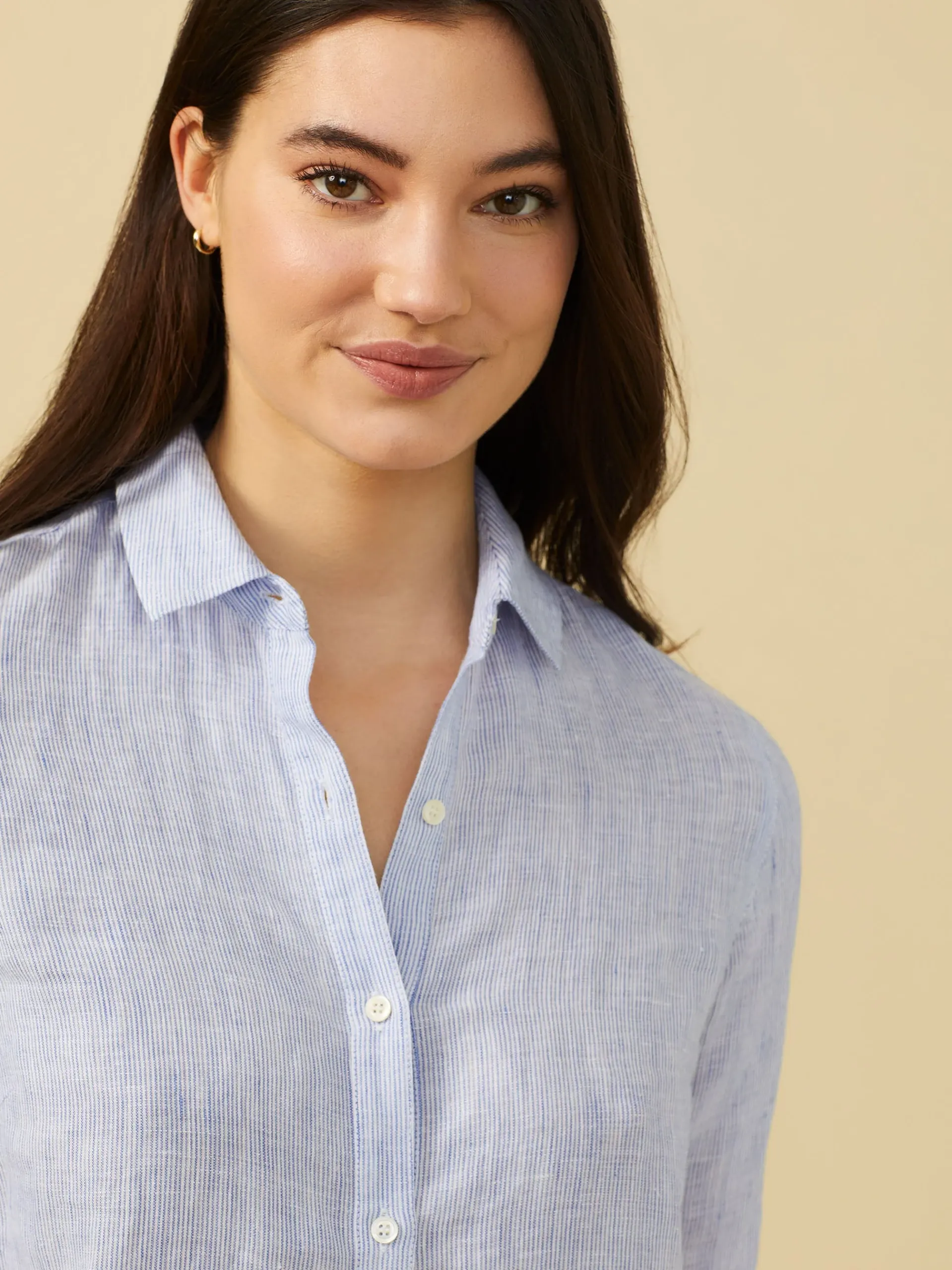 J.McLaughlin Britt Linen Shirt In Stripe-Women Tops