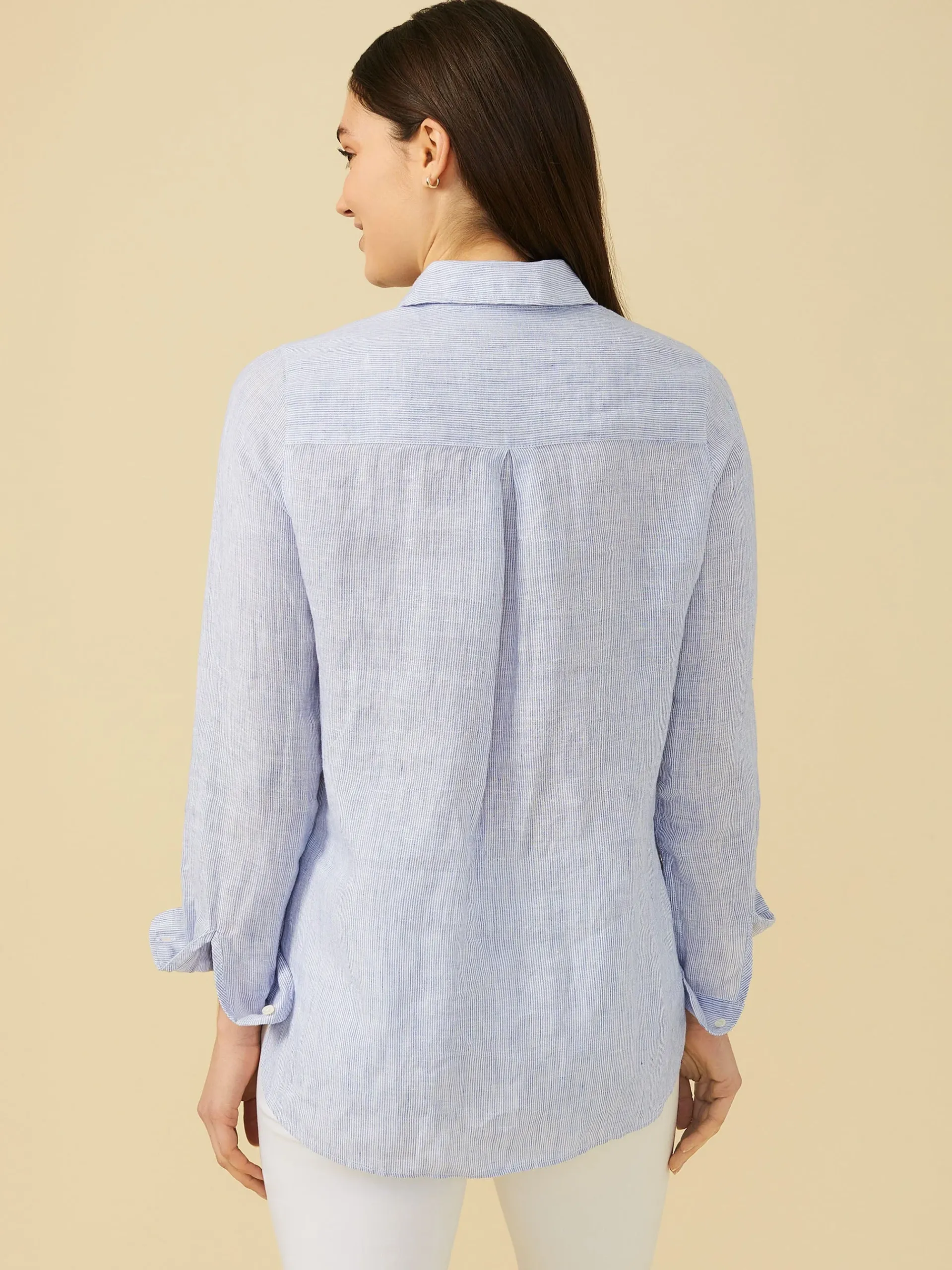 J.McLaughlin Britt Linen Shirt In Stripe-Women Tops