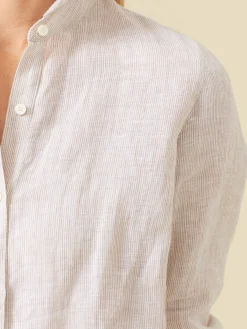 J.McLaughlin Britt Linen Shirt In Stripe-Women Tops