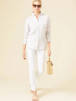 J.McLaughlin Britt Linen Shirt In Stripe-Women Tops