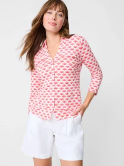 J.McLaughlin Brynn Linen Shirt In Gingko Mosaic-Women Tops