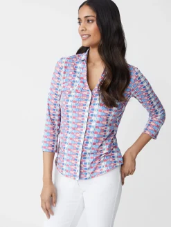 J.McLaughlin Brynn Lyford Jersey Shirt In Square Code-Women Tops