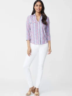 J.McLaughlin Brynn Lyford Jersey Shirt In Square Code-Women Tops