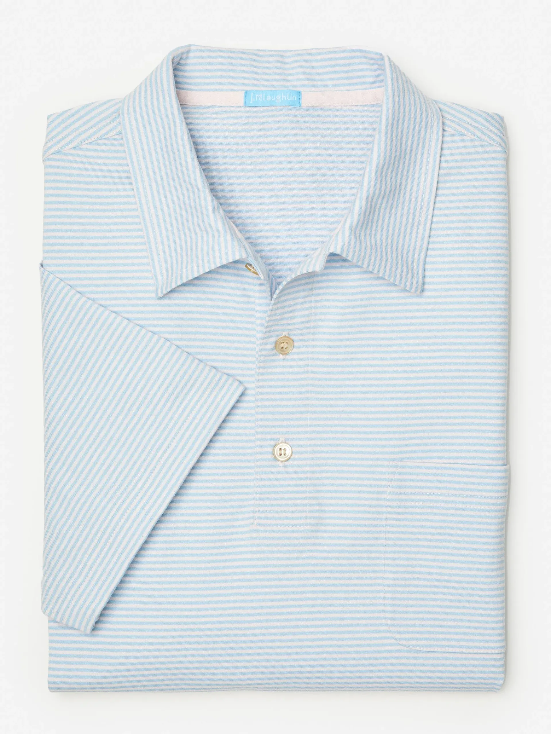 J.McLaughlin Callahan Cotton Polo In Stripe- Knits & Polos