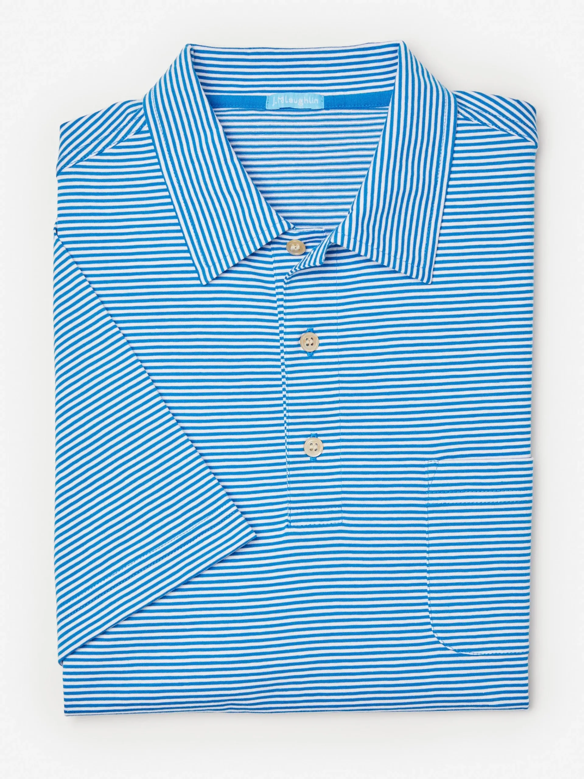 J.McLaughlin Callahan Cotton Polo In Stripe- Knits & Polos
