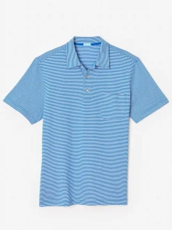 J.McLaughlin Callahan Cotton Polo In Stripe- Knits & Polos