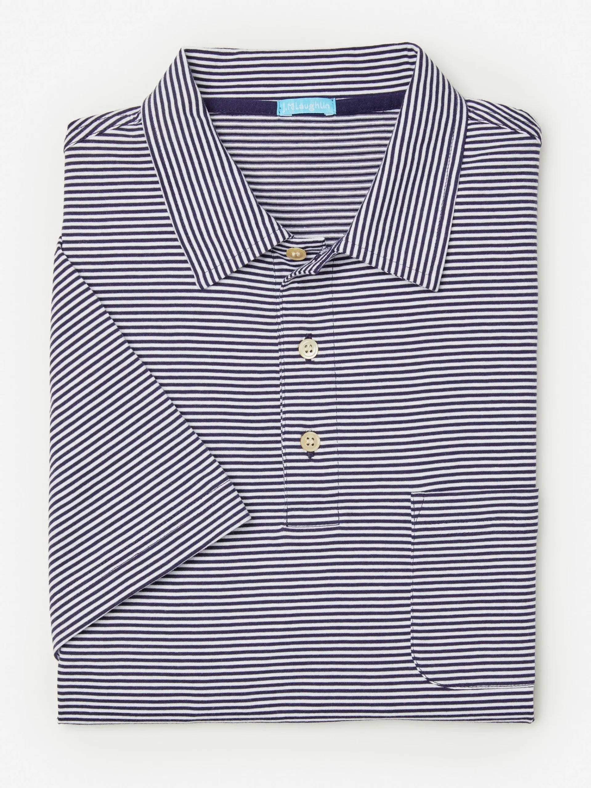 J.McLaughlin Callahan Cotton Polo In Stripe- Knits & Polos