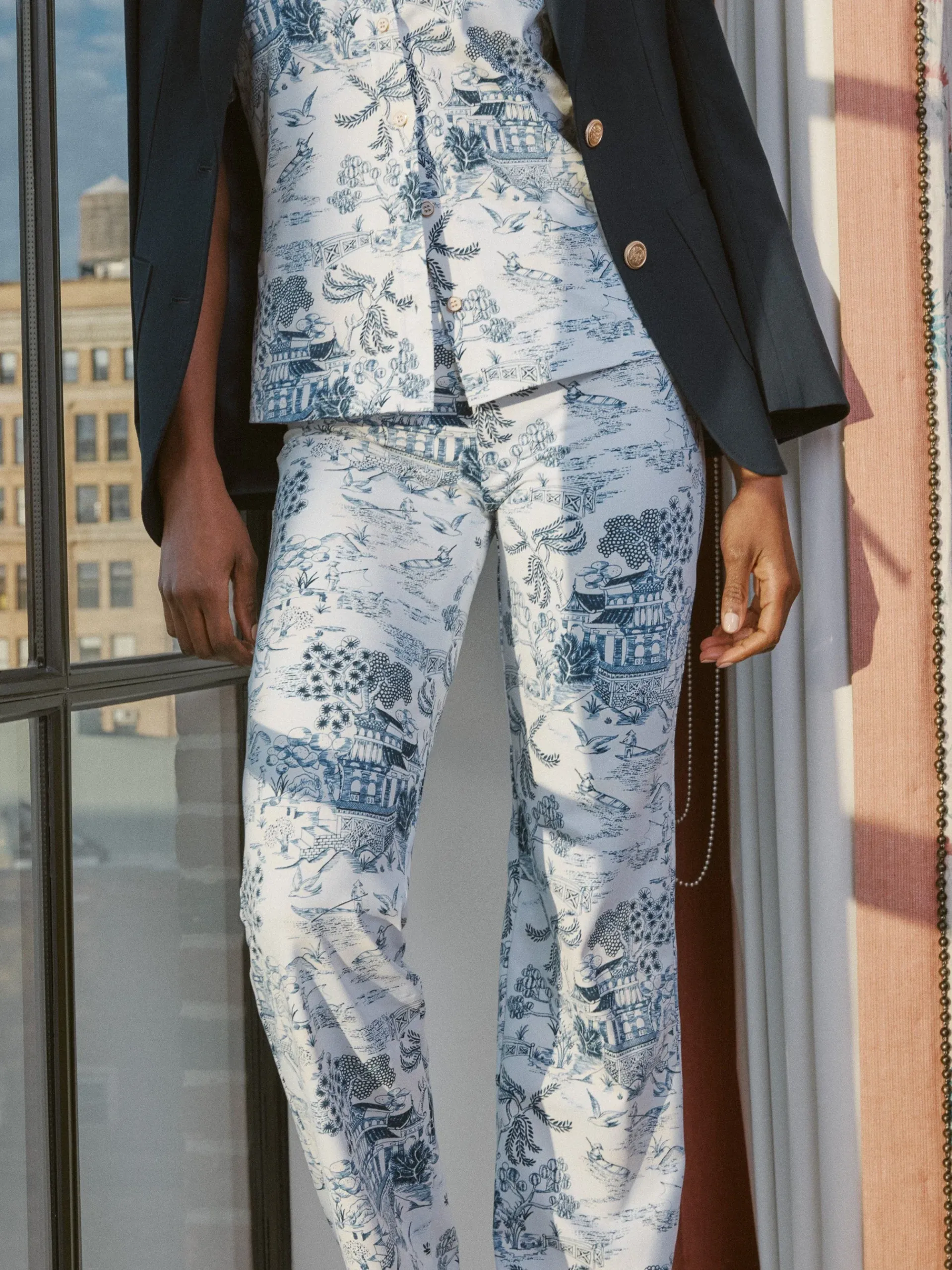 J.McLaughlin Carmel Pants In Chinoiserie Toile-Women Suits & Sets|Pants
