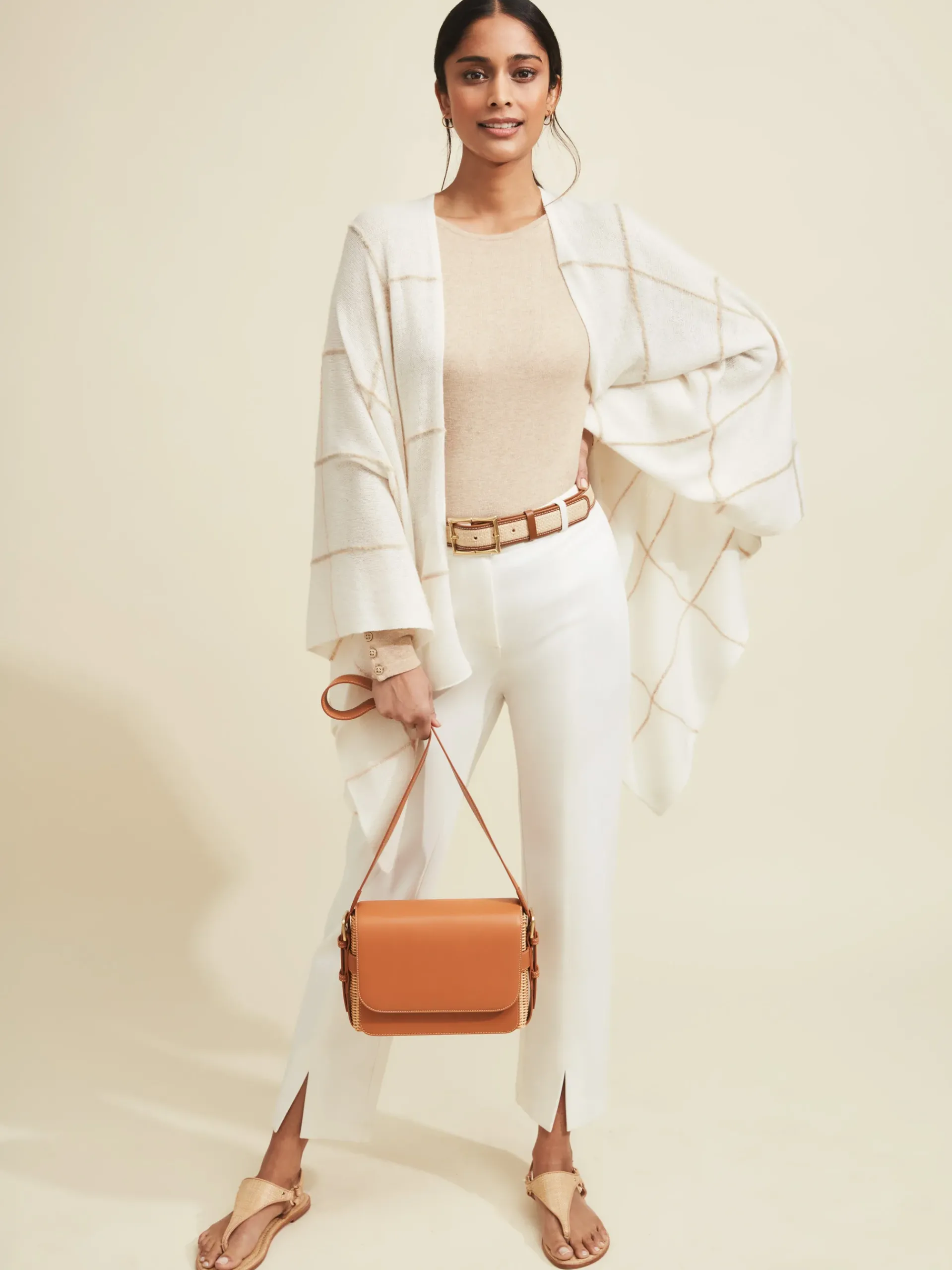 J.McLaughlin Chantal Cashmere Wrap In Window Pane-Women Jackets & Outerwear|Sweaters