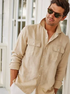 J.McLaughlin Christos Classic Fit Linen Shirt- Shirts