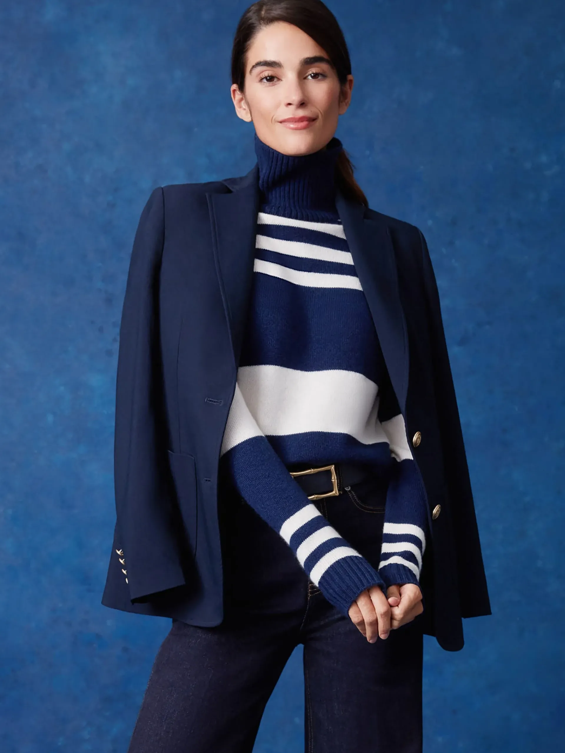 J.McLaughlin Clara Cashmere Turtleneck In Stripe-Women Sweaters