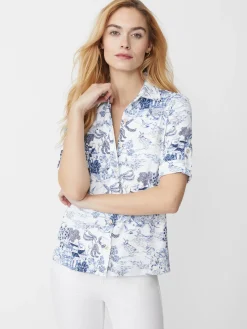 J.McLaughlin Cornelia Shirt In Chinoiserie Toile-Women Tops|Suits & Sets