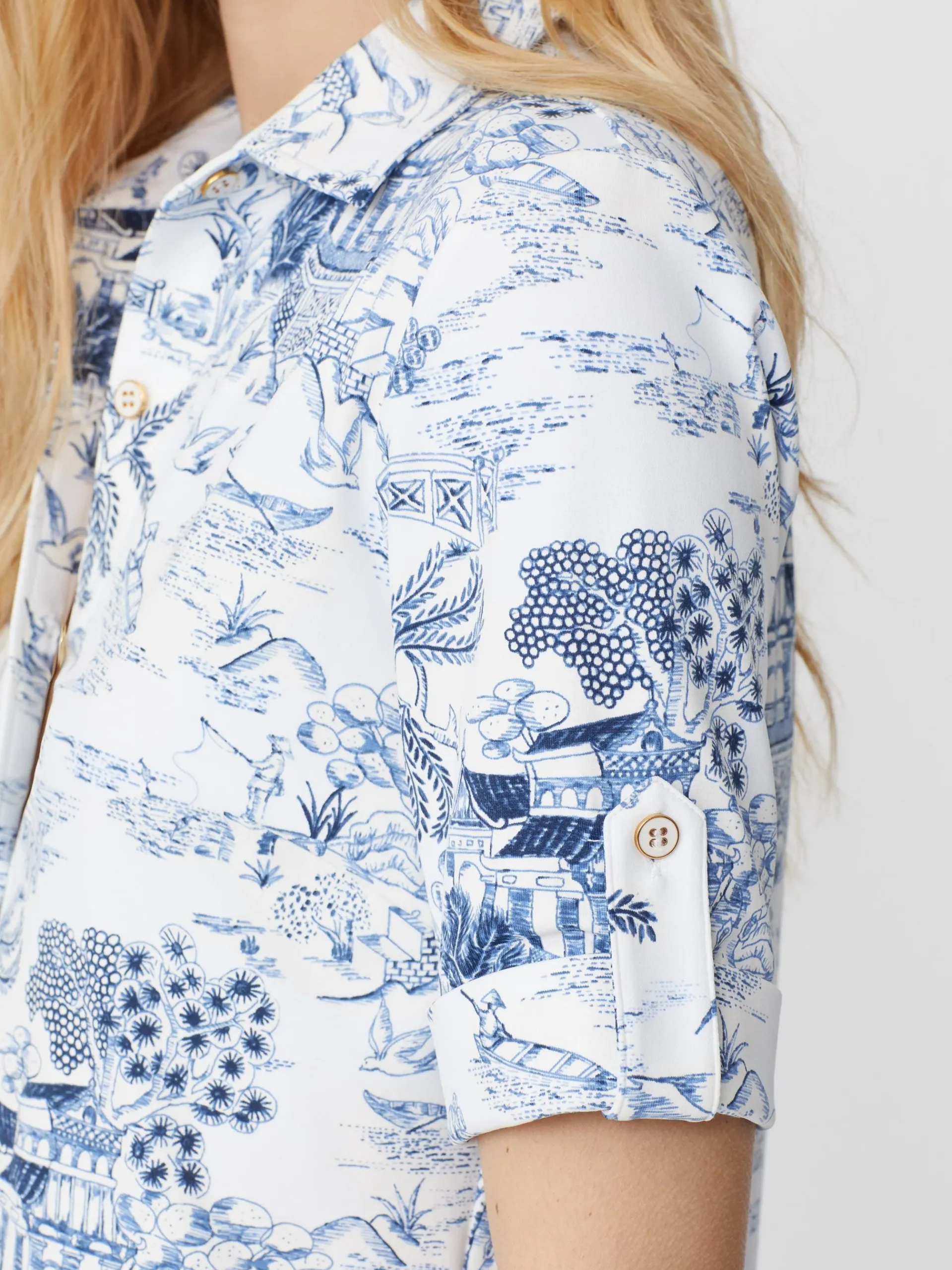 J.McLaughlin Cornelia Shirt In Chinoiserie Toile-Women Tops|Suits & Sets