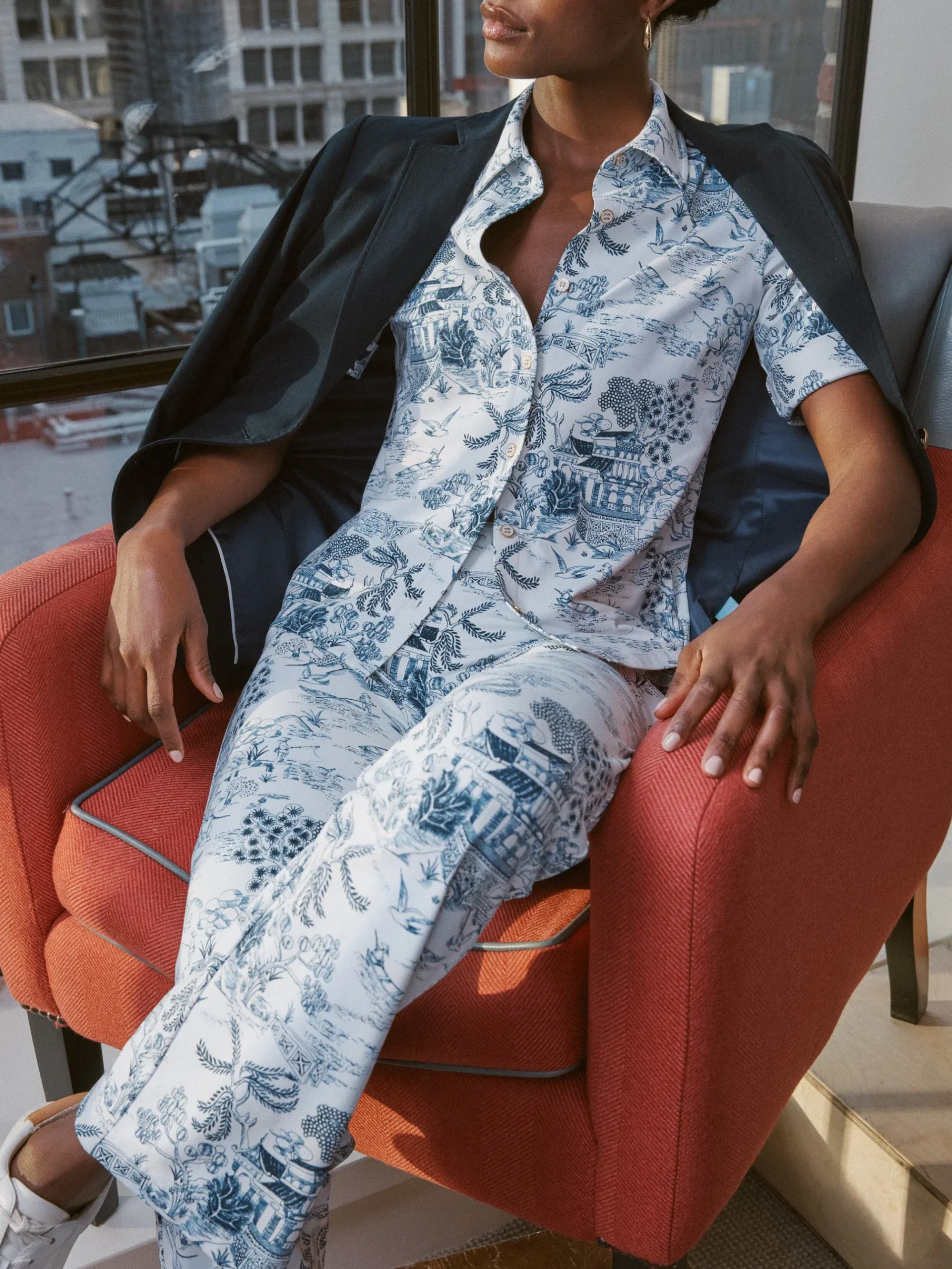 J.McLaughlin Cornelia Shirt In Chinoiserie Toile-Women Tops|Suits & Sets