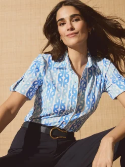 J.McLaughlin Cornelia Shirt In Mini Block Chain-Women Tops