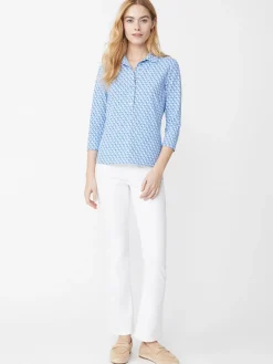 J.McLaughlin Court 3/4 Sleeve Polo In Lunar Lines-Women Tops
