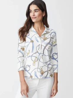 J.McLaughlin Court 3/4 Sleeve Polo In Neo Sinclair-Women Tops
