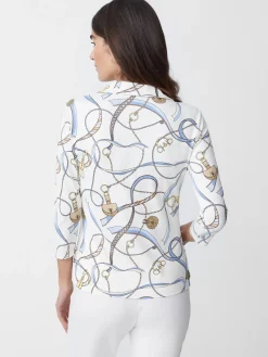 J.McLaughlin Court 3/4 Sleeve Polo In Neo Sinclair-Women Tops