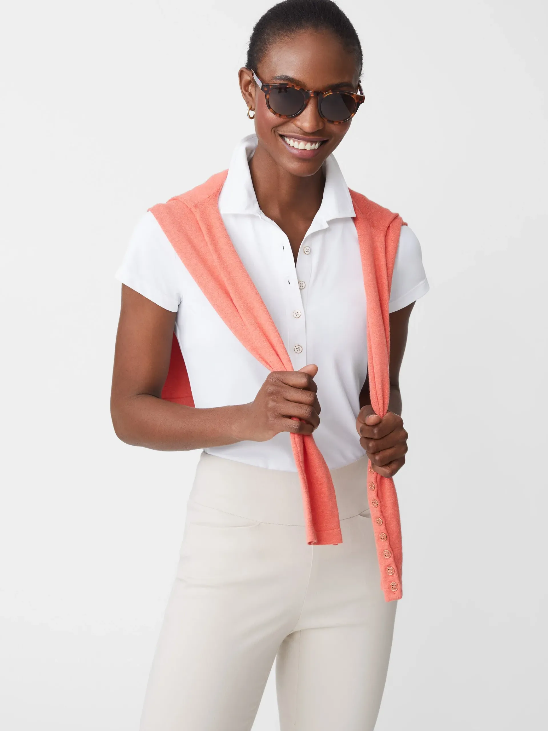 J.McLaughlin Court Cap Sleeve Pique Polo-Women Tops