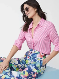 J.McLaughlin Denver Silk Shirt In Stripe-Women Tops