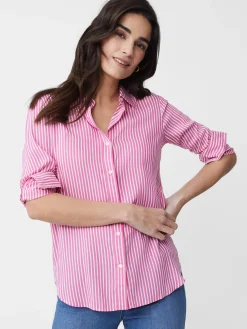 J.McLaughlin Denver Silk Shirt In Stripe-Women Tops
