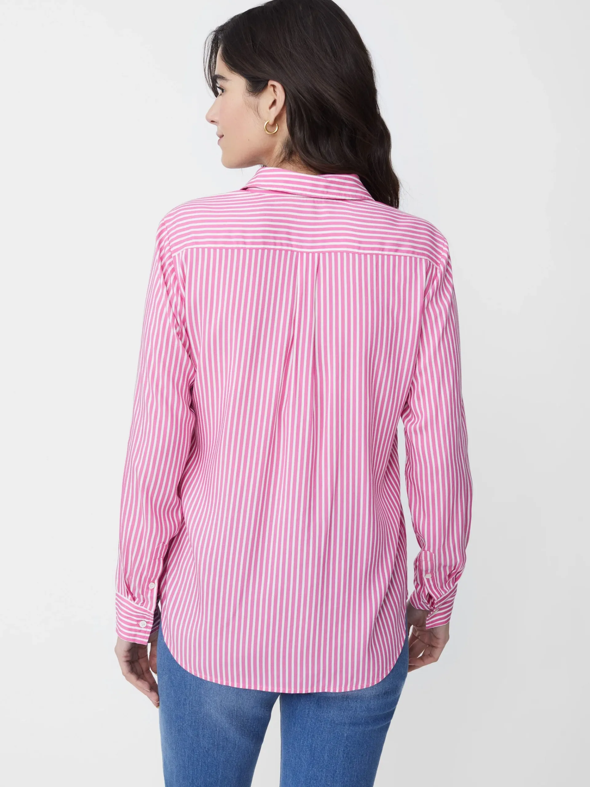 J.McLaughlin Denver Silk Shirt In Stripe-Women Tops