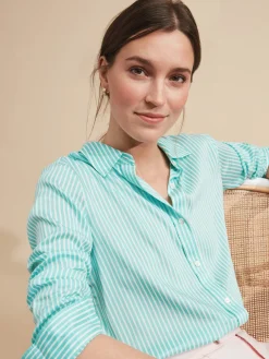 J.McLaughlin Denver Silk Shirt In Stripe-Women Tops