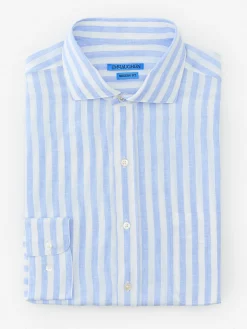J.McLaughlin Drummond Modern Fit Linen Shirt In Bengal Stripe- Shirts
