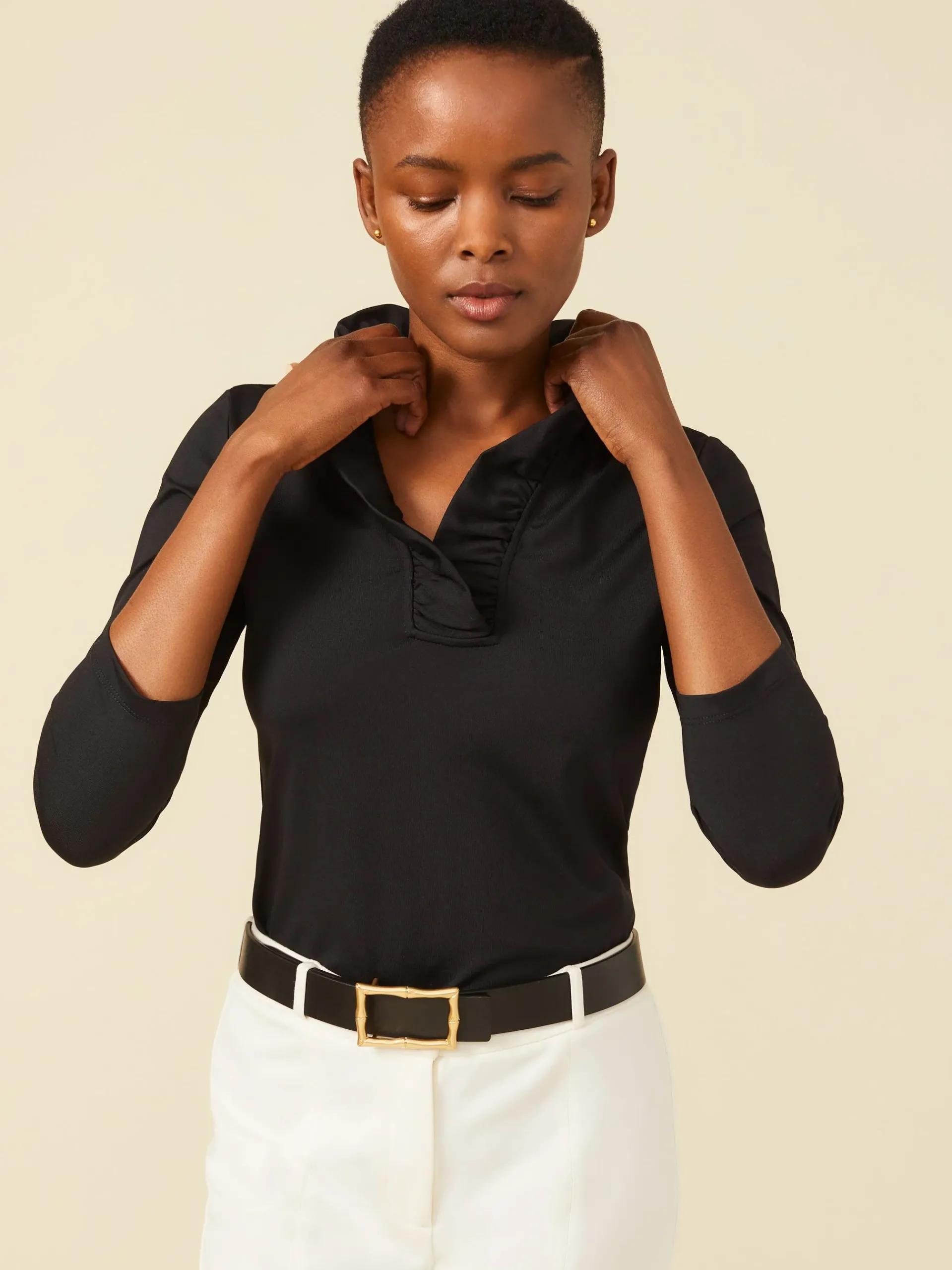 J.McLaughlin Durham Ruffle Top-Women Tops|Tees
