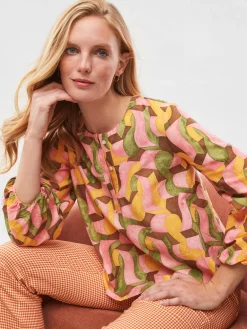 J.McLaughlin Edda Blouse In Abstract Chaise-Women Tops
