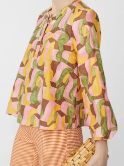 J.McLaughlin Edda Blouse In Abstract Chaise-Women Tops