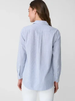 J.McLaughlin Finn Seersucker Shirt In Stripe-Women Tops