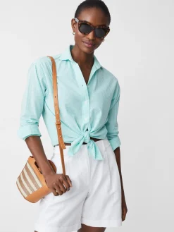 J.McLaughlin Finn Seersucker Shirt In Stripe-Women Tops