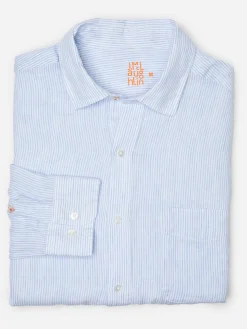 J.McLaughlin Gramercy Classic Fit Linen Shirt In Fineline- Shirts