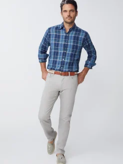 J.McLaughlin Gramercy Classic Fit Linen Shirt In Plaid- Shirts